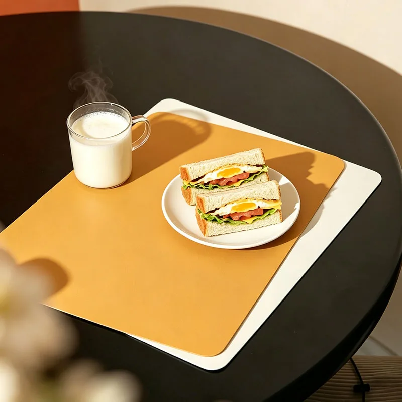 4pcs/8pcs/12pcs Luxury Leather Rectangular Placemat with Water Repellent Non‑Slip Heat‑Insulated for Home Wedding Table Setting