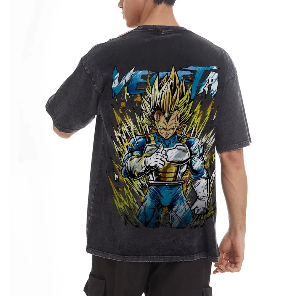 

Dragon Ball Vegeta, стираная одежда для пар, спортивная удобная летняя популярная классическая одежда с короткими рукавами и половиной рукава