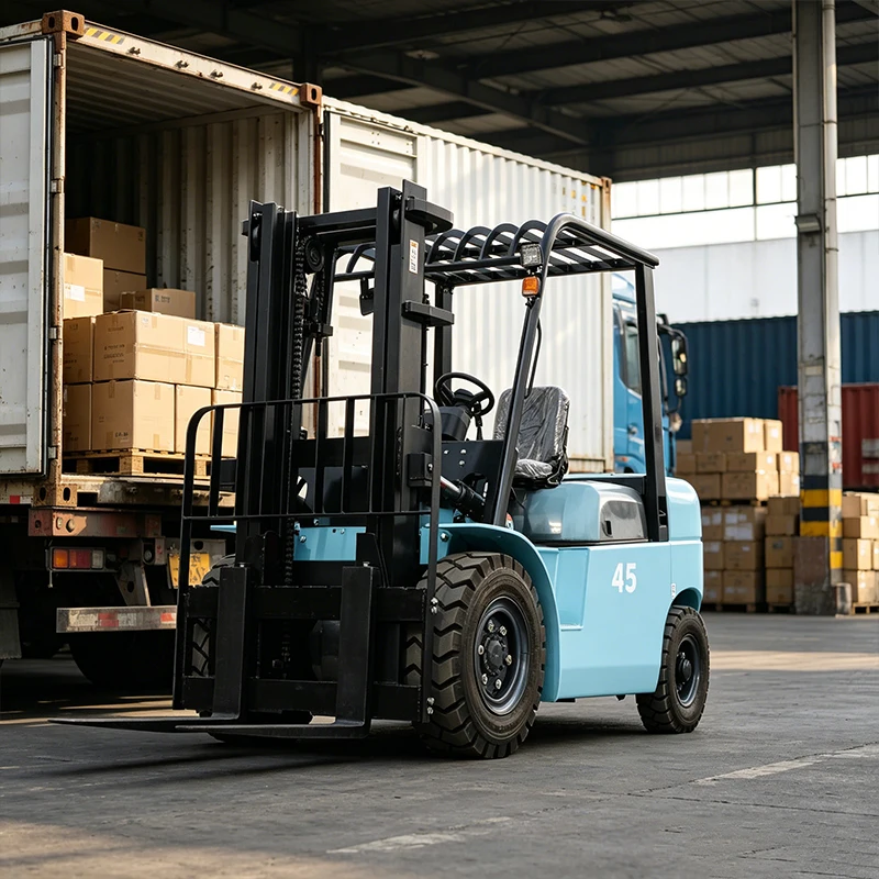 User Friendly Ergonomic Control Panel Flexible Turning Diesel Forklift For Farm Goods Transportation