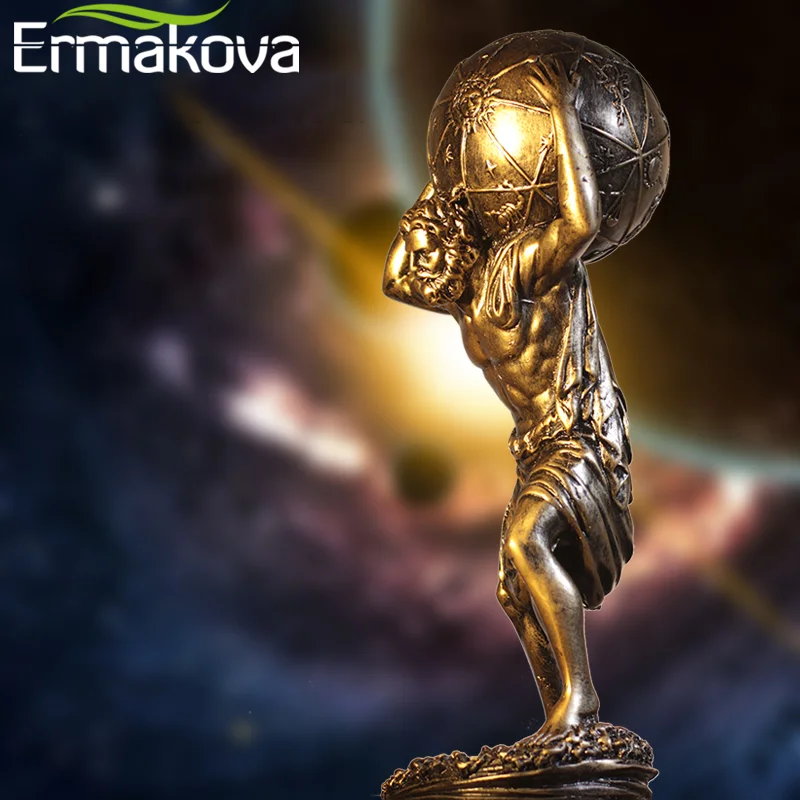 ERMAKOVA Grecki Bóg Statuetki Home Decor Atlas Rzeźby Roman Hercules Titan Figurki na biurko Astronomia Ozdoby biurowe