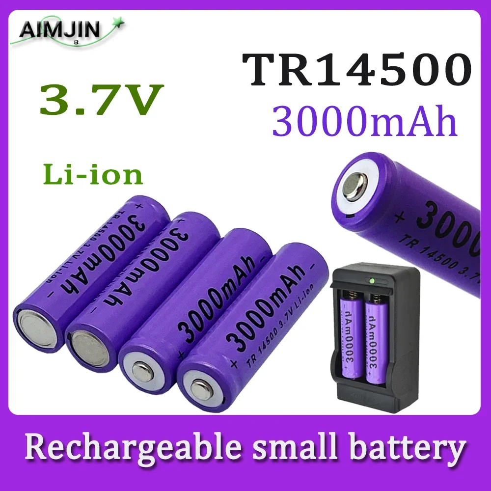 K 100% NEW 14500 Li-ion Battery 3.7V 3000mAh Rechargeable Battery For Torch Led Flashlight Toys+charger