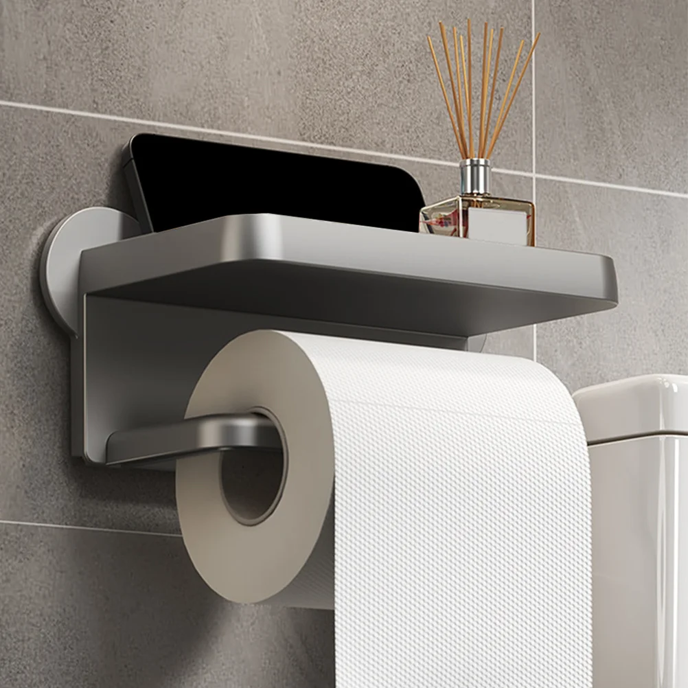 

Wall Mount Paper Towel Holder No Punching Toilet Roll Stand Bathroom Storage For Phone Tissue Multipurpose Rustproof Modern