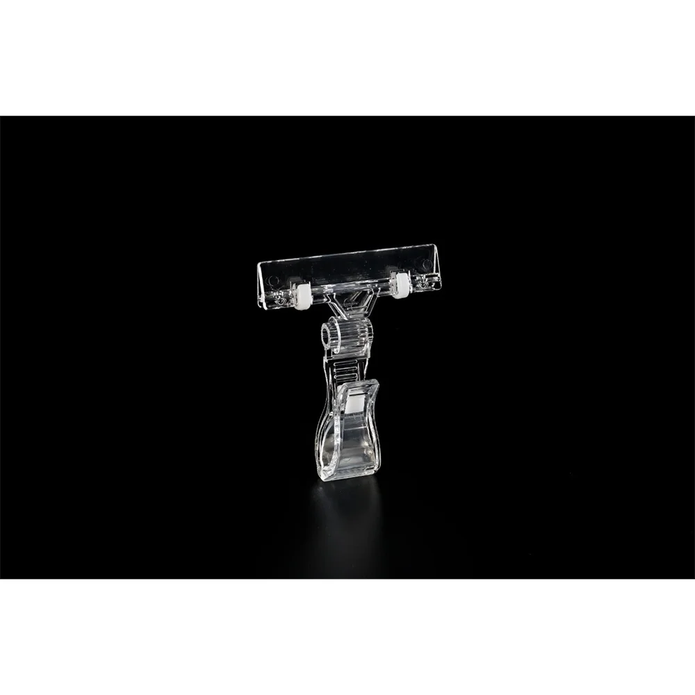 Clear Plastic Double Clamp Sign Holder Retaling Store Tag Clip