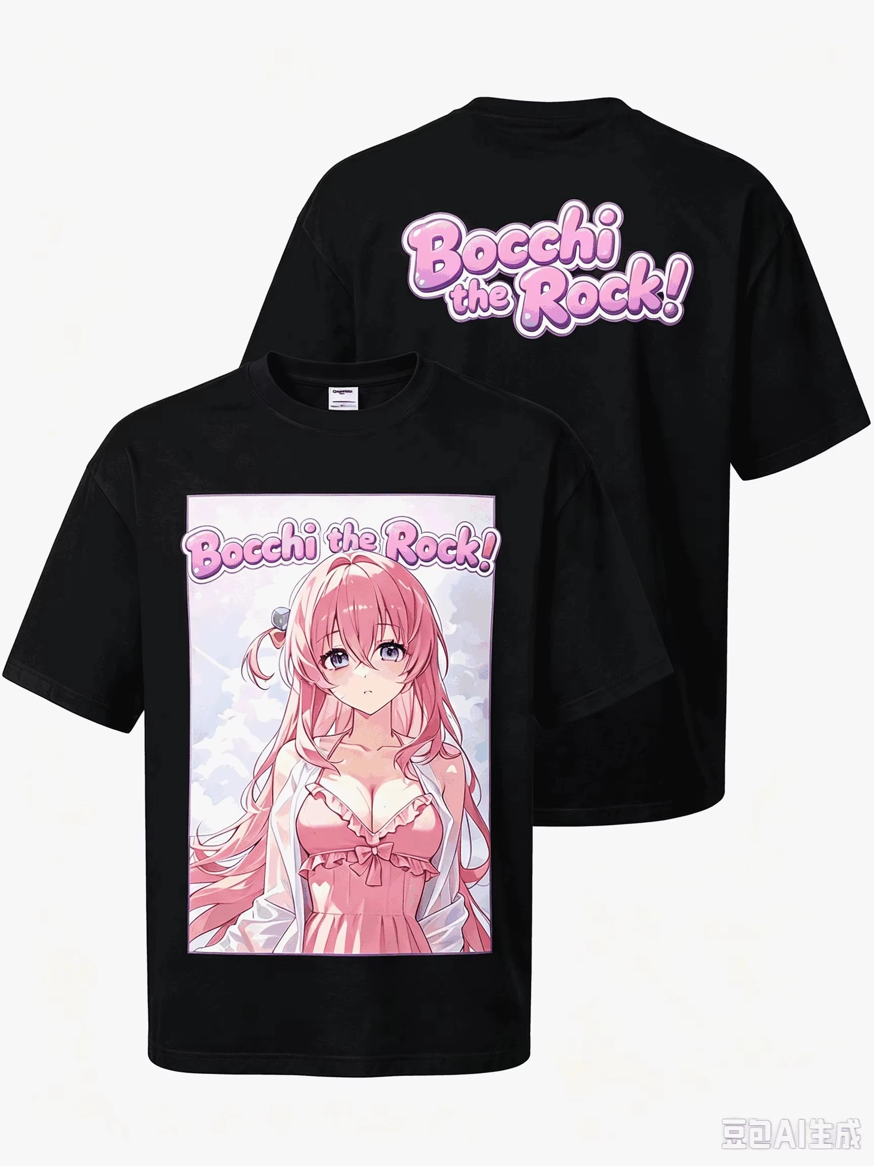 Hot‑Sale Bocchi The Rock! Cute Anime Graphic Print Y2K Unisex Pure‑Cotton Crew‑Neck Loose Street‑Style Daily T-Shirt