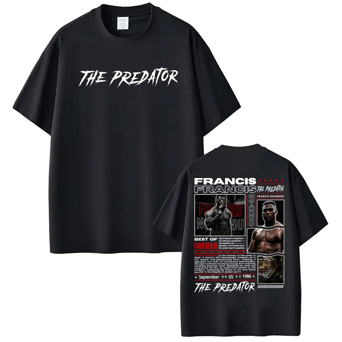 Limited Francis Ngannou The Predator Graphic T Shirt Men Women Fashion Violence Aesthetic T-shirts 100% Cotton Oversized T-shirt