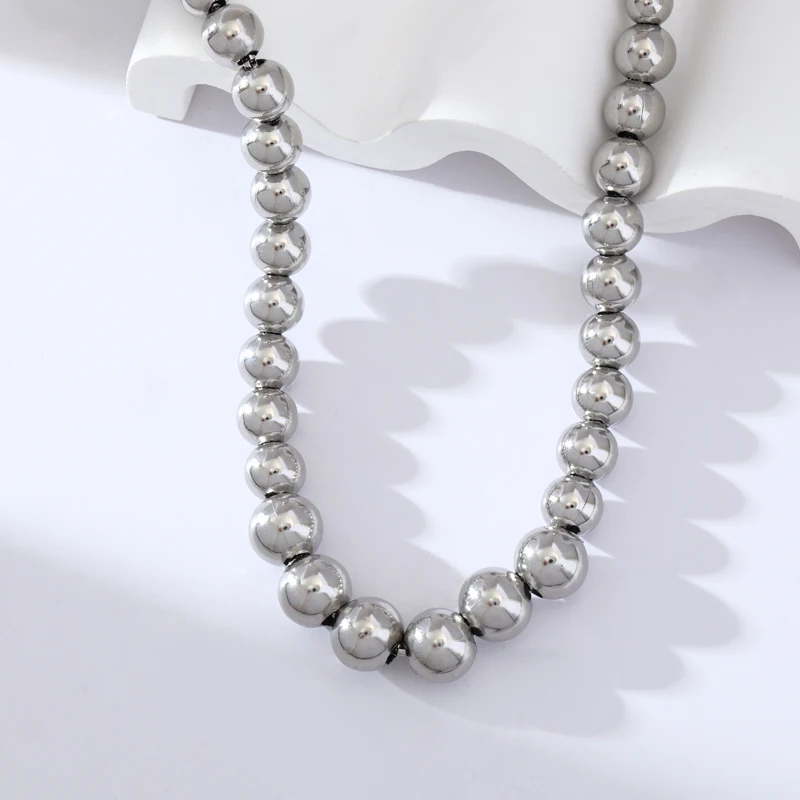 EILIECK 316L Edelstahl Goldfarben Massiv Perlenkette für Damen, Modisches Neues Party-Geschenk, Wasserdichter Schmuck – Detail 10