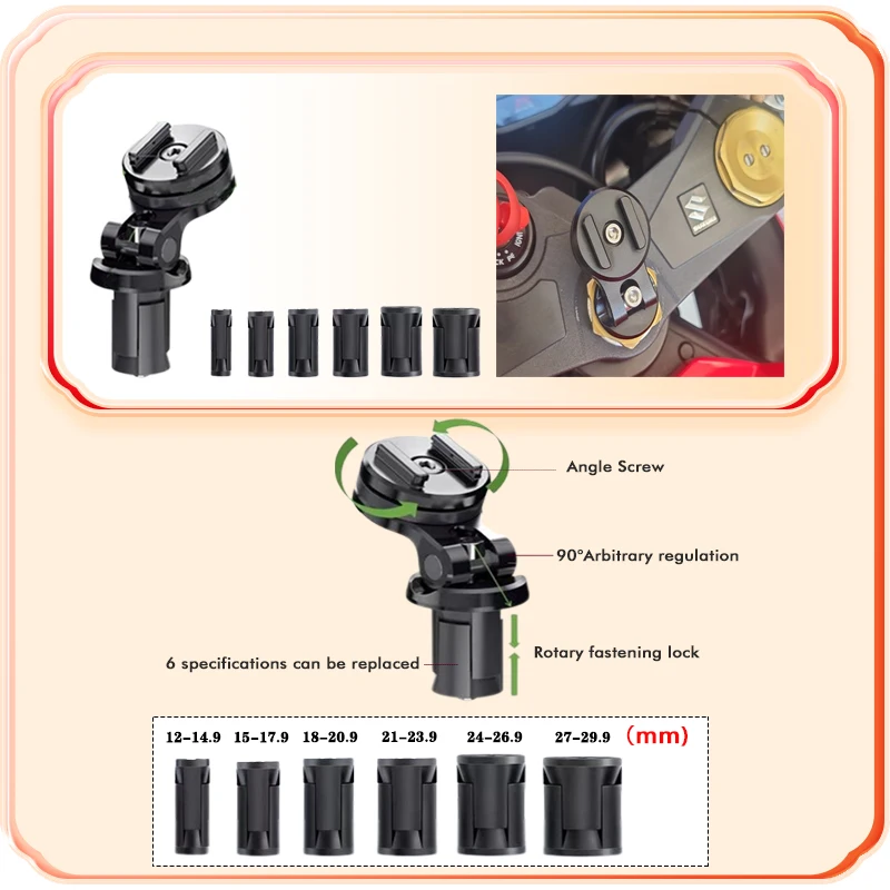 Telefon Halterung für Motorrad Handy IPhone Halter RollerTelefon Ständer Quick Lock Unterstützung Universal Moto Halterung Mit Adapter – Detail 14