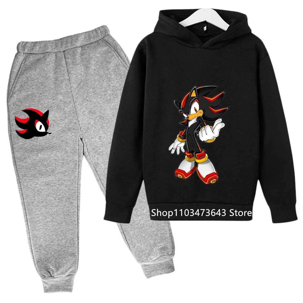 Sonics sweat à capuche pour enfants pantalon costume mode Anime sweats à capuche garçon lettre sweats décontracté impression dessin animé survêtement pulls