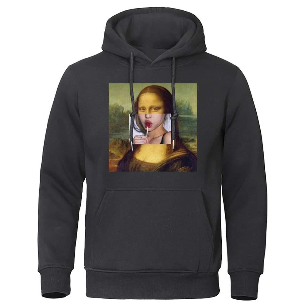 Funny Cosplay Mona Lisa Printed Men Hoodie Fashion Loose Soft Hoody Loose Casual Fleecehoody Autumn Oversizefemale Clothing