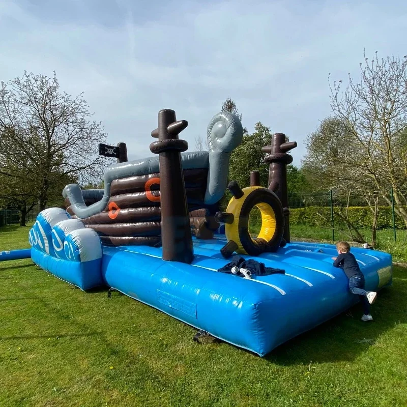 Factory Direct Selling Customizable Indoor Bounce House Playground Moonwalk Inflatable Pirate Ship Shape Bouncer for Rent