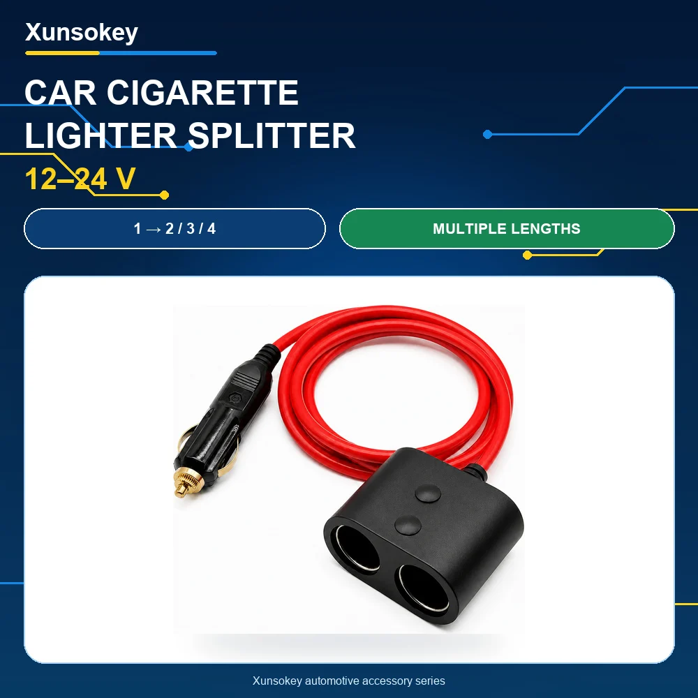 0.5/1.5/3M 20A Fuse Car Cigarette Lighter Extension Cord 12V 24V Car Charger Cigar Lighter Plug Cable Female Socket Adapter