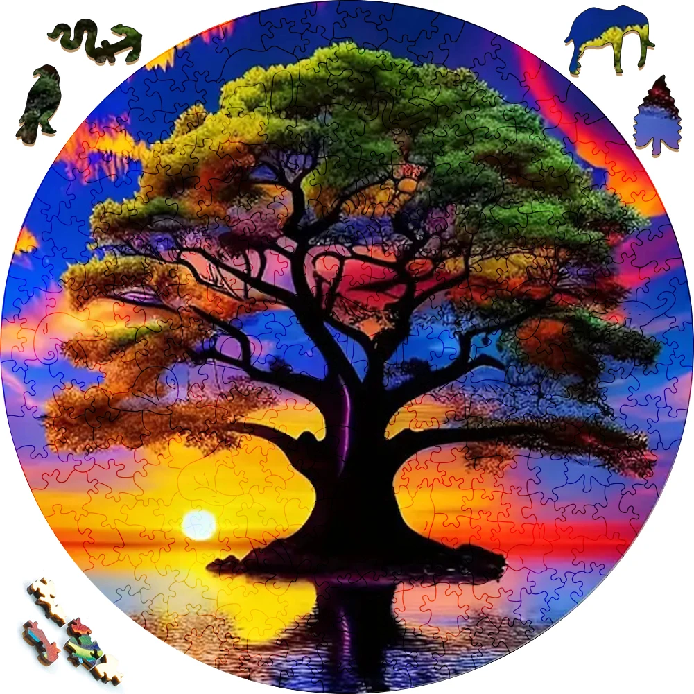 Wooden puzzle Color Sky Wisdom Tree Toys Japan Geisha 3D Wood Jigsaw Puzzles Color Sorting Game Brain Teaser Secret Puzzle Boxes