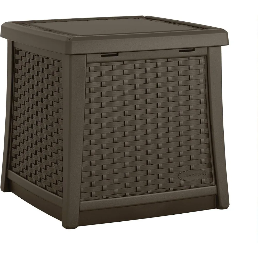 

13 Gallon Resin Outdoor Patio End Table Storage Box, Java