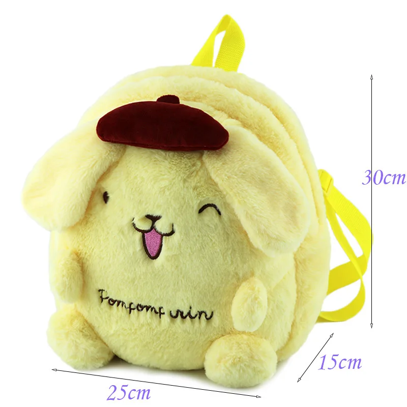 New Pompom Purin Mymelody Kuromi Cinnamoroll Plush Backpack  Children Plush Doll Toy Girls Bag Birthday Gift Sanrio Peripheral