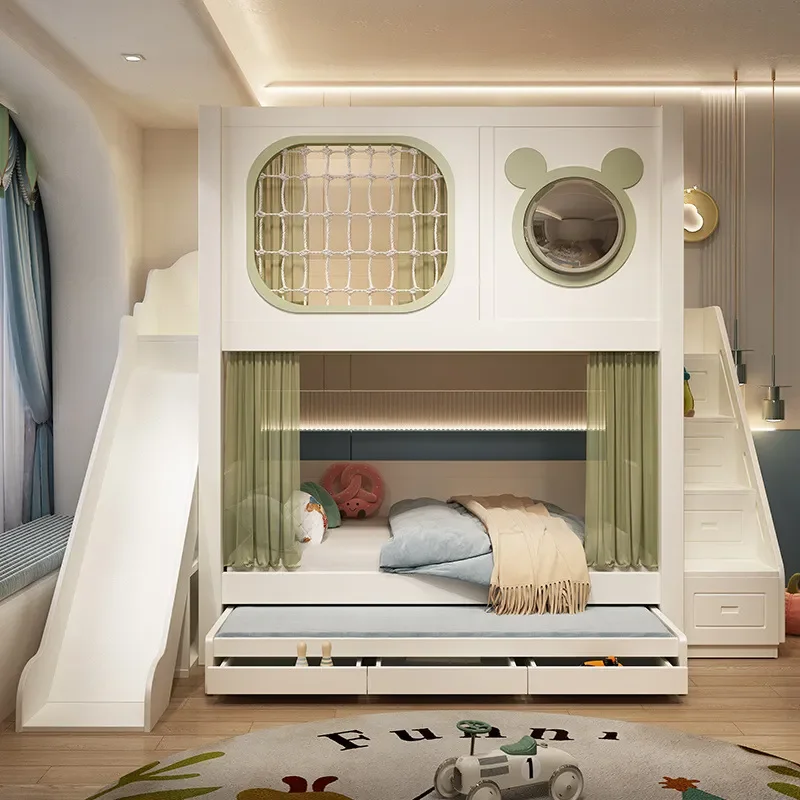 Space Capsule Bunk Bed for Kids Double Layer Mother Child Bed Upper and Lower Bunks Two Tier Childrens Sleeping Furniture