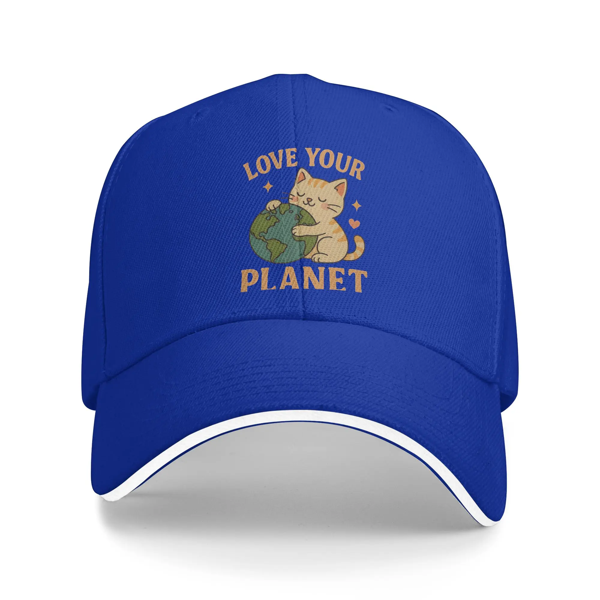 Kochaj swoją planetę Koty Neko Dzień Ziemi Czapka z daszkiem Moda Czapki typu sandwich Styl unisex Regulowane nakrycia głowy Treningi