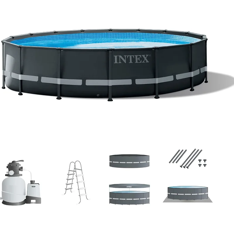 Set piscina fuori terra INTEX Ultra XTR Deluxe: 18 piedi x 52 pollici – Include pompa filtro a sabbia con cartuccia da 2100 GPH – Resistente alla ruggine