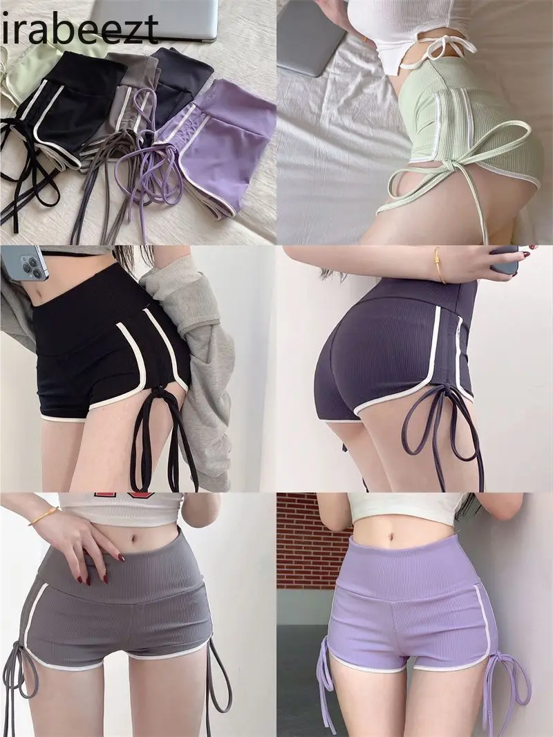 Fashion Design Drawstring Sports Casual Pants Women's 2024 Summer New High Waist Slim Straight Leg Wide Leg Shorts Feminino