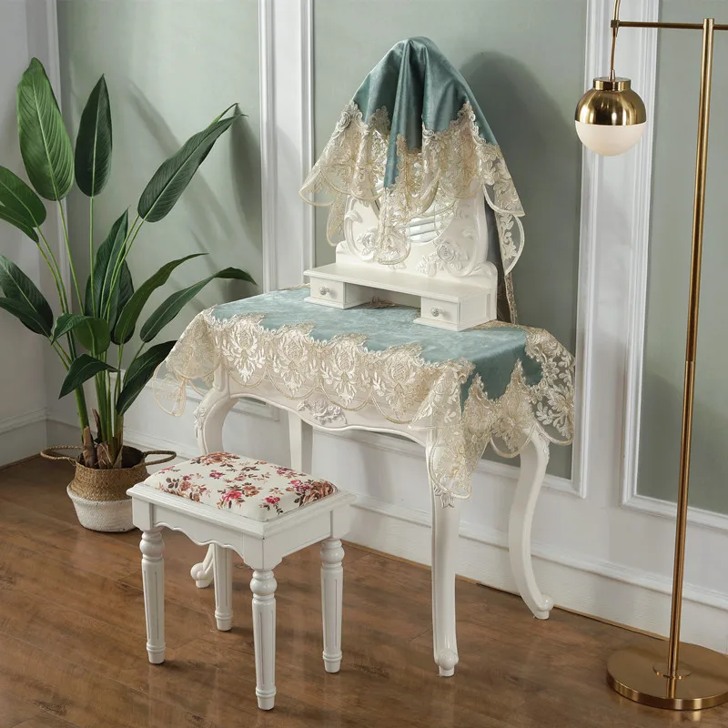 European style dresser tablecloth lace desk cover cloth bedroom princess style dresser cloth dresser table cushion