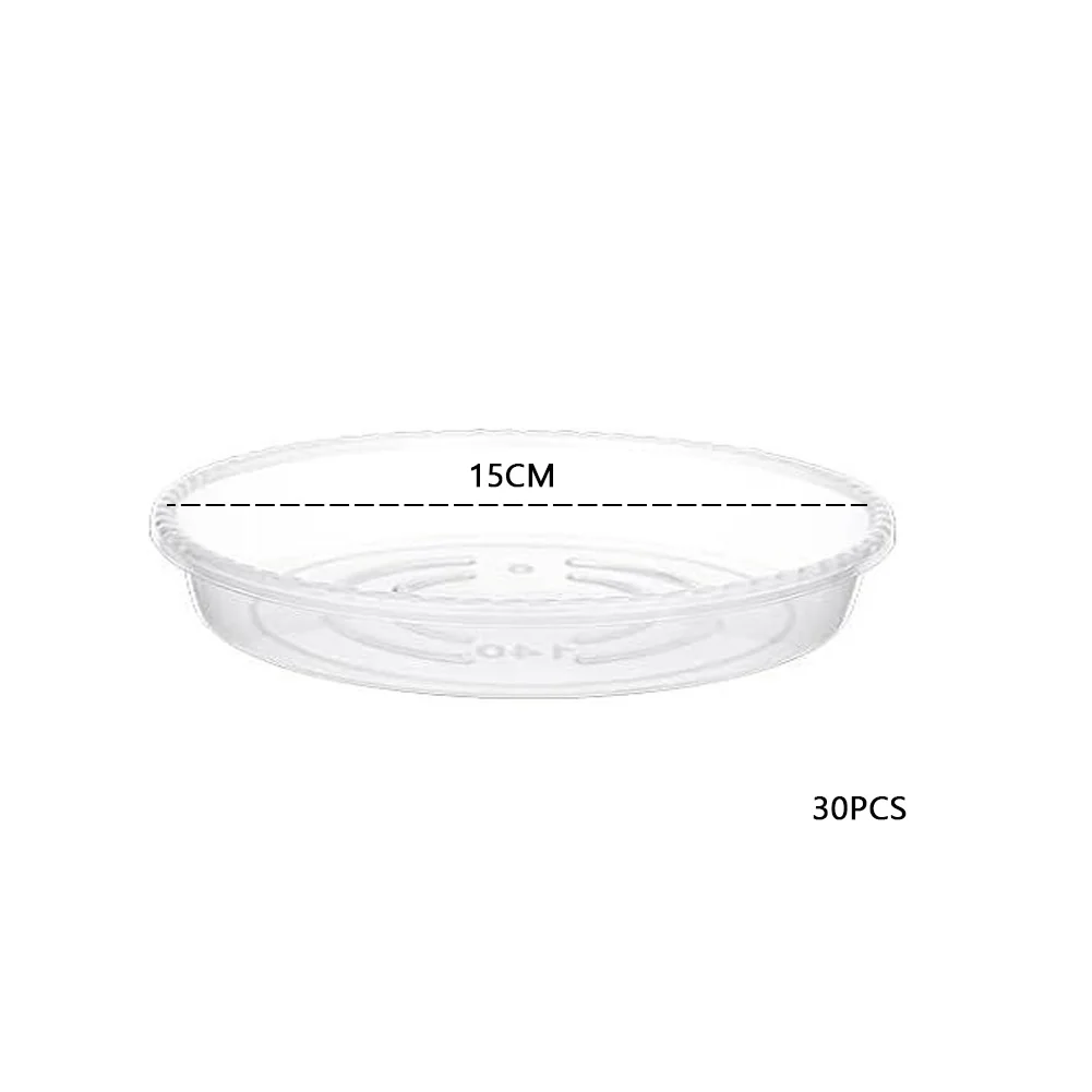 

30 Pcs Plastic Plant Saucers for Flower Pots Drip Trays Clear 15 20 25cm Sizes Suitable for Indoor and Outdoor Use