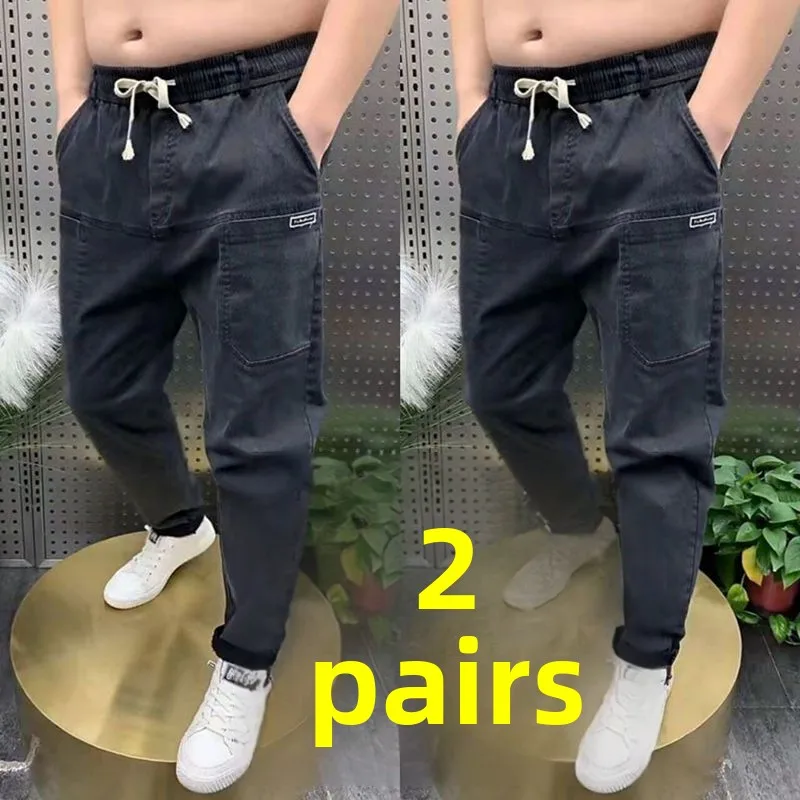 Summer Stretchy Straight Leg Casual Workwear Men's Jeans Multi-ket Large Size Labor Protection Wear Resistant Trousers