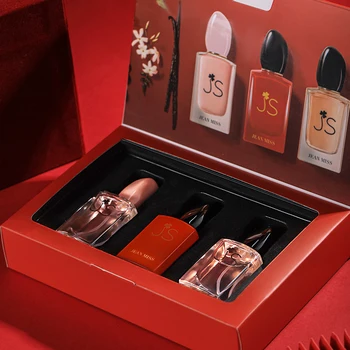 Französisches sexy Parfüm, Blumenduft, 3-teilig, Geschenkbox, rotes Liebesparfüm, leichter Duft für Damen, anhaltender frischer Duft, Geschenkset