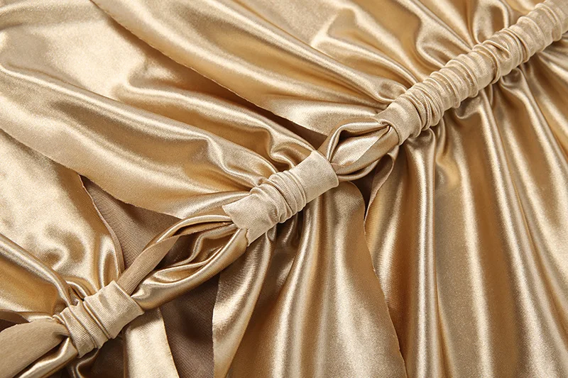 Brillant évider froncé ruban moulante robe mi-longue femmes Sexy sans bretelles dos nu mince nuit Clubwear robes de soirée robes