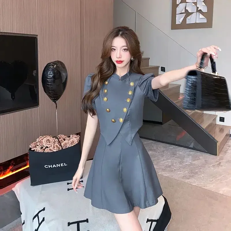 

Fashion Short Sets for Women 2 Pieces Sleeve Suit Two-piece Korean Style Top and Bottom New Products Kit Woman Shorts A546