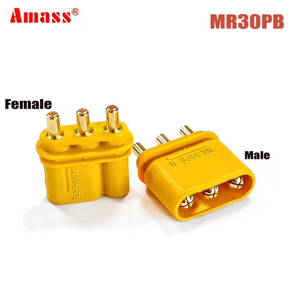 Amass MR30 MR30PB XT30U Gold Plated Connector Plug 10/50 Pairs for RC Models