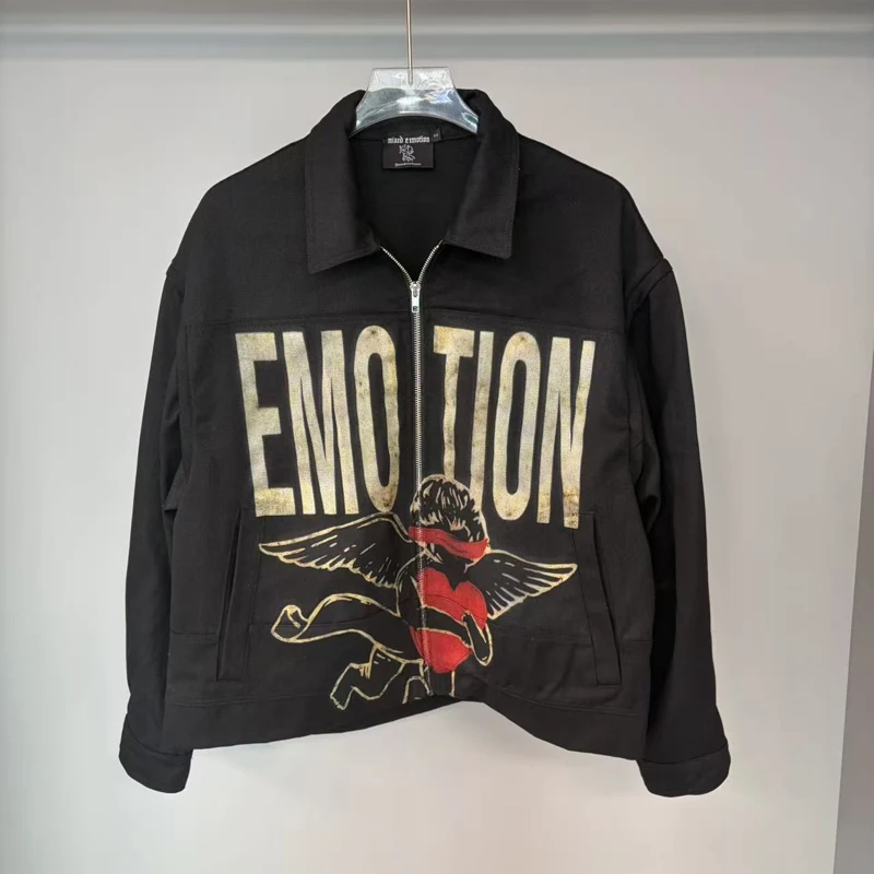 

Смешанный эмоциональный маскар со съемными рукавами, куртки на молнии с принтом ангела и красного сердца, одежда с лацканами, мужской и женский жилет без рукавов высокого качества