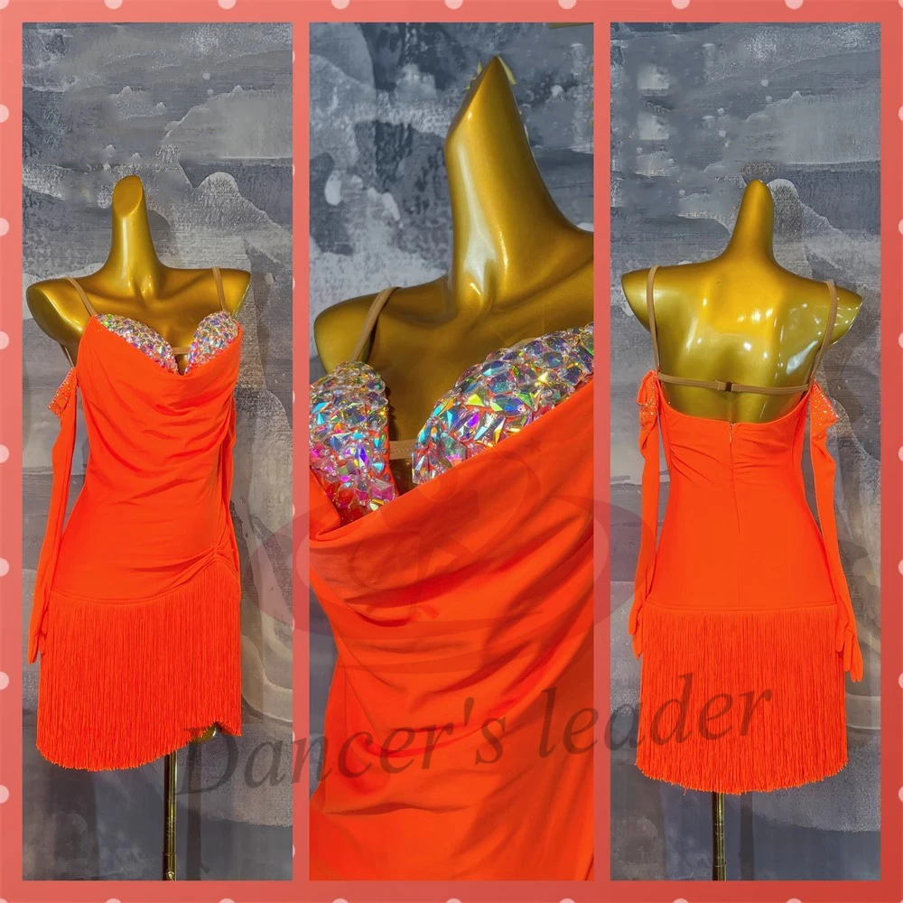Latin Dance Dress, High-end Custom Splicing Diamond Bra, Precisely Tango Women's Adult and Children's Professional Clothing