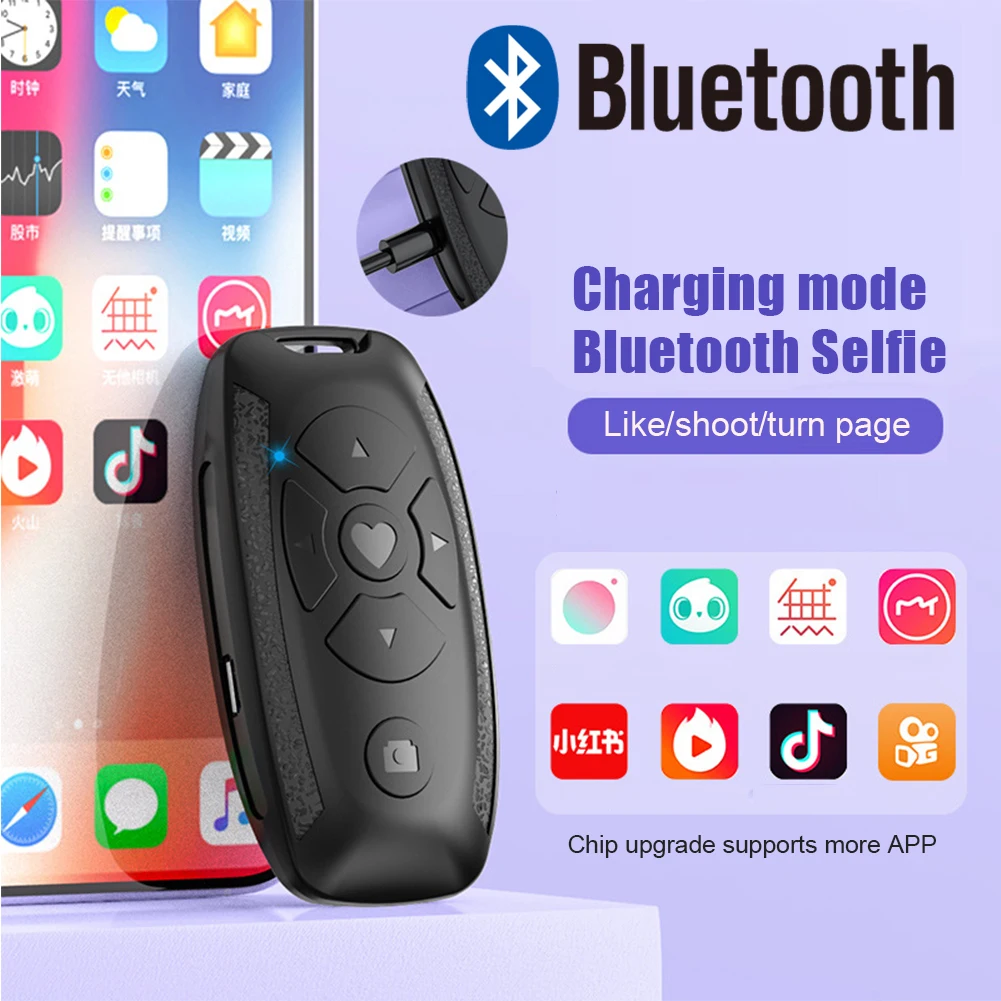 Bluetooth Multifunction Selfie Remote Control Camera Fast Bluetooth Compatible Remote Control Button Built-in Battery Charger