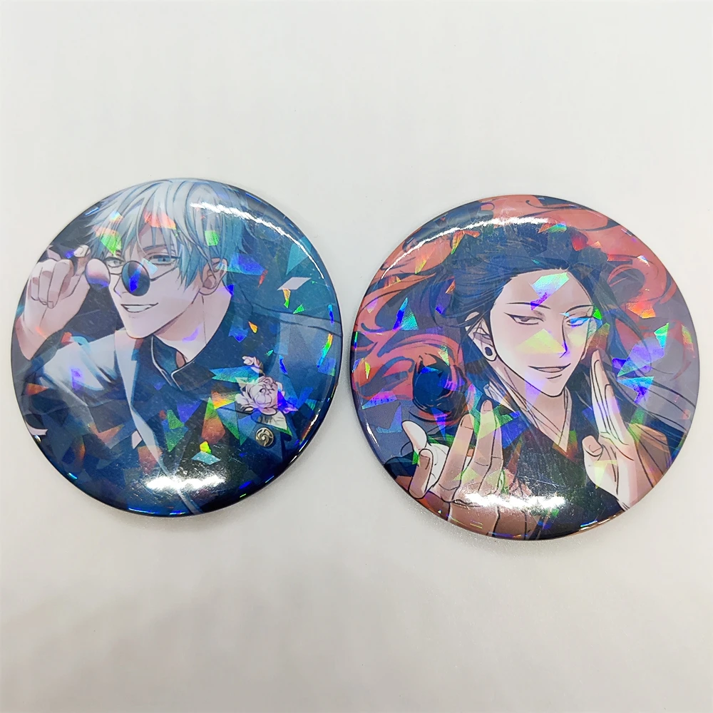 58mm HOT Anime Laser spilla Pin Gojo Satoru Fushiguro Toji Geto Suguru accessori per Badge Cosplay zaino regalo