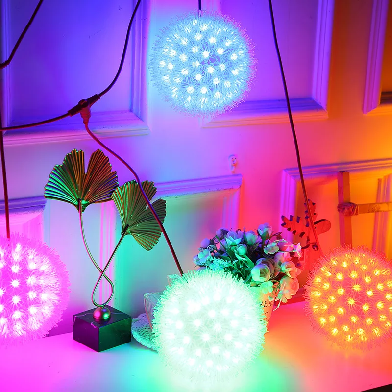 50Pcs/Lots Indoor Led Dandelion Modeling Light Festival Decoration Creative Hairball Light Courtyard Bar Lights