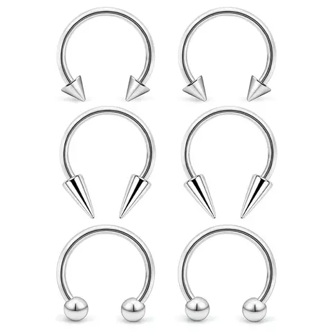 पीस सेप्टम रिंग 16G सर्जिकल स्टील स्नेक बाइट ज्वेलरी लंबी स्पाइक हॉर्सशू लिप स्माइली पियर्सिंग ज्वेलरी महिलाओं पुरुषों के लिए 8mm 10mm 10 best sales स्माइली पियर्सिंग आभूषण - №6