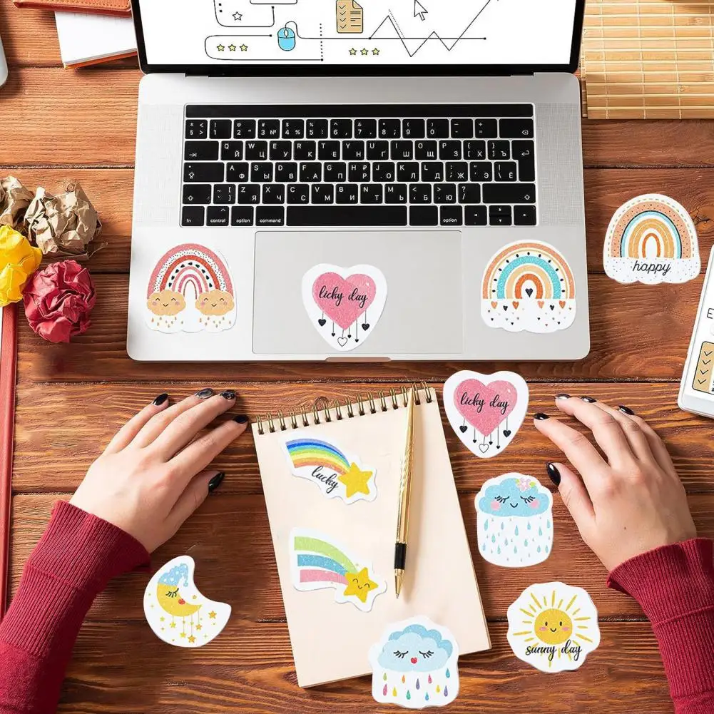 สติกเกอร์ Relief ความเครียดสติกเกอร์ความวิตกกังวลของคอมพิวเตอร์สติกเกอร์ Relief ความวิตกกังวล24ชิ้นแถบรูปรุ้งสำหรับนักเรียนลดความเครียด