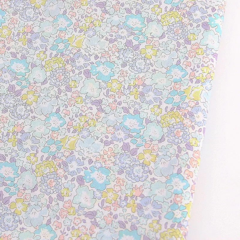 blue Cherry Michelle printed beauty flowers plants background London liberty tana lawn 100% pure cotton 80S fabrics for sewing