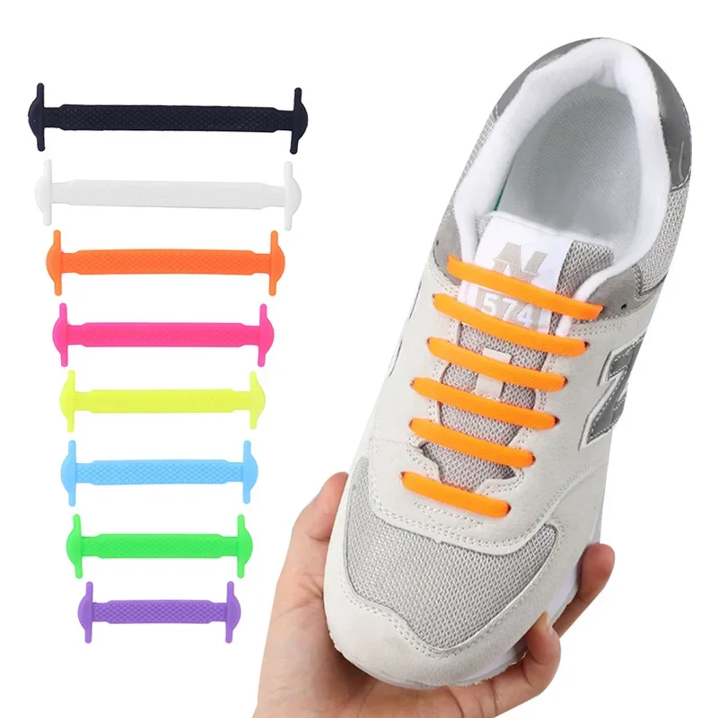 16pcs/pack Elastic No-Tie Silicone Shoelaces Convenient Stretchy and Flexible Laces for Sneakers Casual Shoes and Sports Shoe