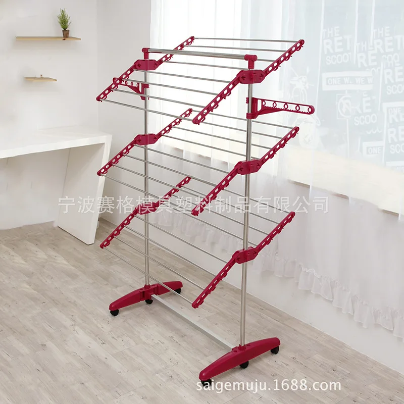 

Hxl multi-tier stainless steel folding clothes drying rack - outdoor balcony mobile laundry drying rack