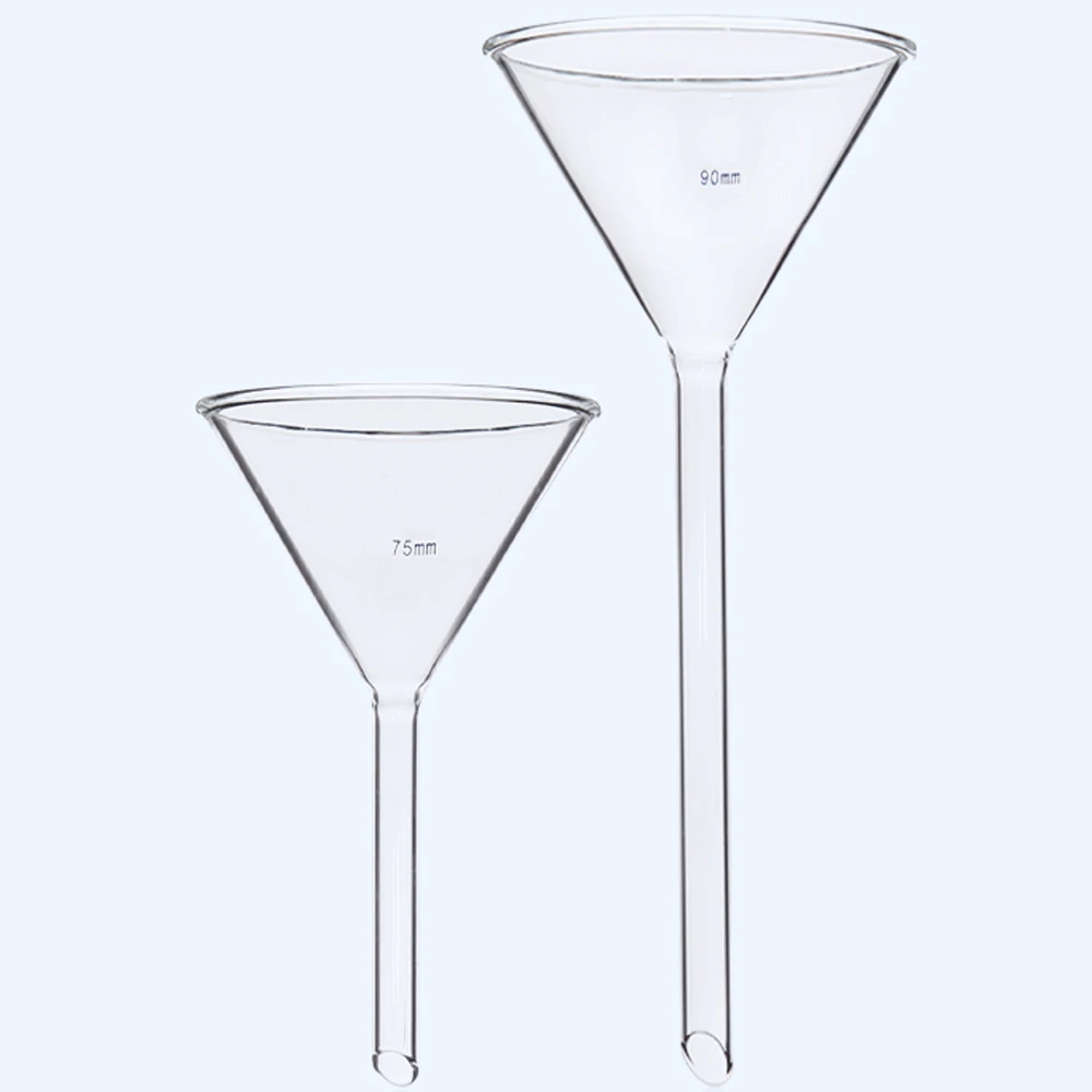 40 50 60 75 90 100 120 150mm Short / Long Tube Boro. Glass Triangular Funnel Labrotary Glassware Chemical Experiment