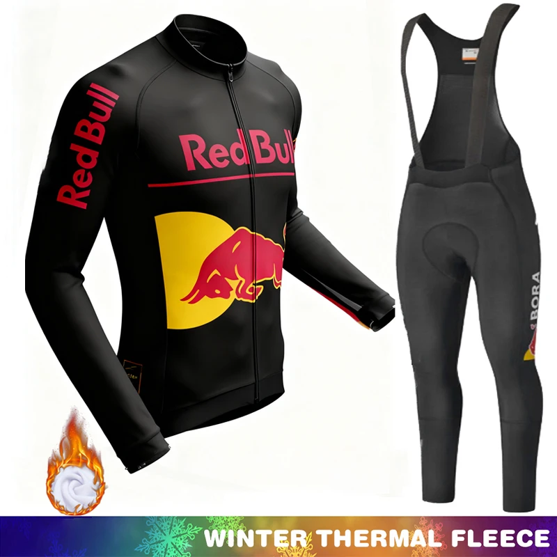 

Джерси для велоспорта Red Bull, термомужская одежда для велосипеда, зимний флисовый костюм, термоджемпер, нагрудник, 2026, мужские комплекты Ciclismo Hombre