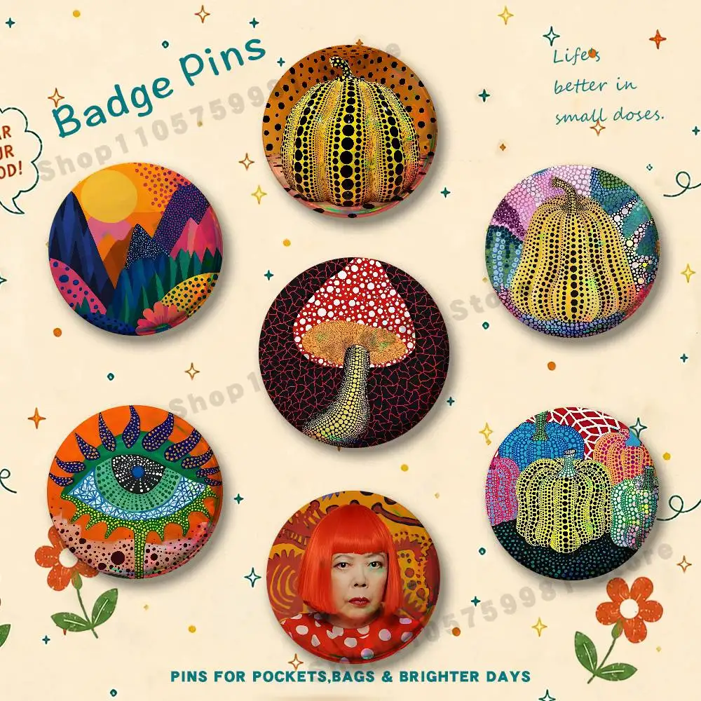 Polka Dot Queen Y-Yayoi K-Kusama Badges Cartoon Character Pins Brooch for Bag Shoes Decoration Jewelry Gifts