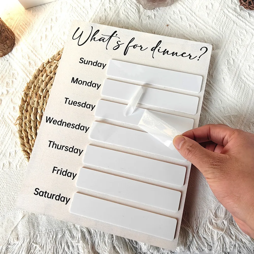 Practical Magnetic Fridge Meal Planner Wood with Pen Food Planning Board Weekly Food Menu Board Home