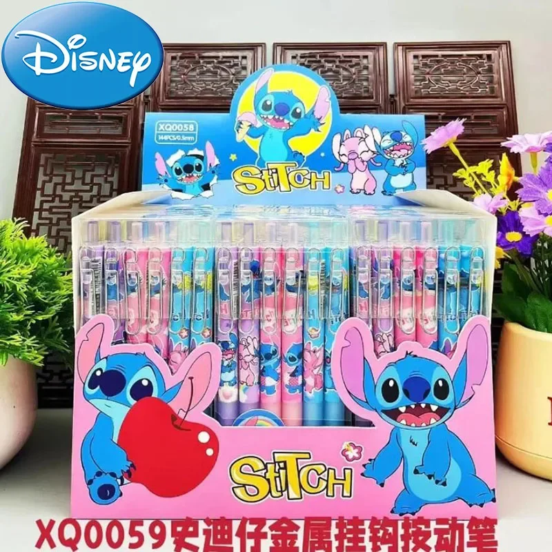 Disney Stitch-Bolígrafo de Gel negro de secado rápido para estudiantes, suministros escolares, papelería, personaje de dibujos animados, venta al por mayor