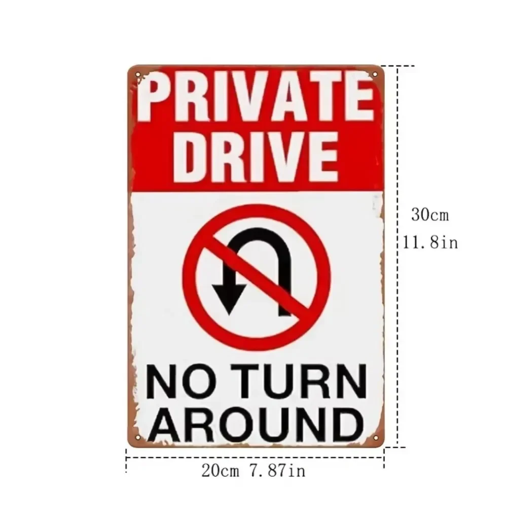 DrivewayNoUTurn ™   "الممر الخاص" الخالدة: لا يوجد علامة معدنية على شكل حرف U" مع موضوع مصمم بشكل خبير،