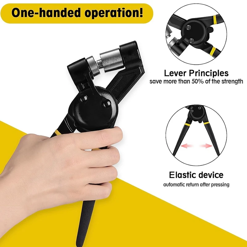 Tülle Werkzeugs atz schwarze Ösen Handheld-Kit mit 500 Stück 3/8 Zoll 10 mm für Stoffe, Leinwand, Markisen