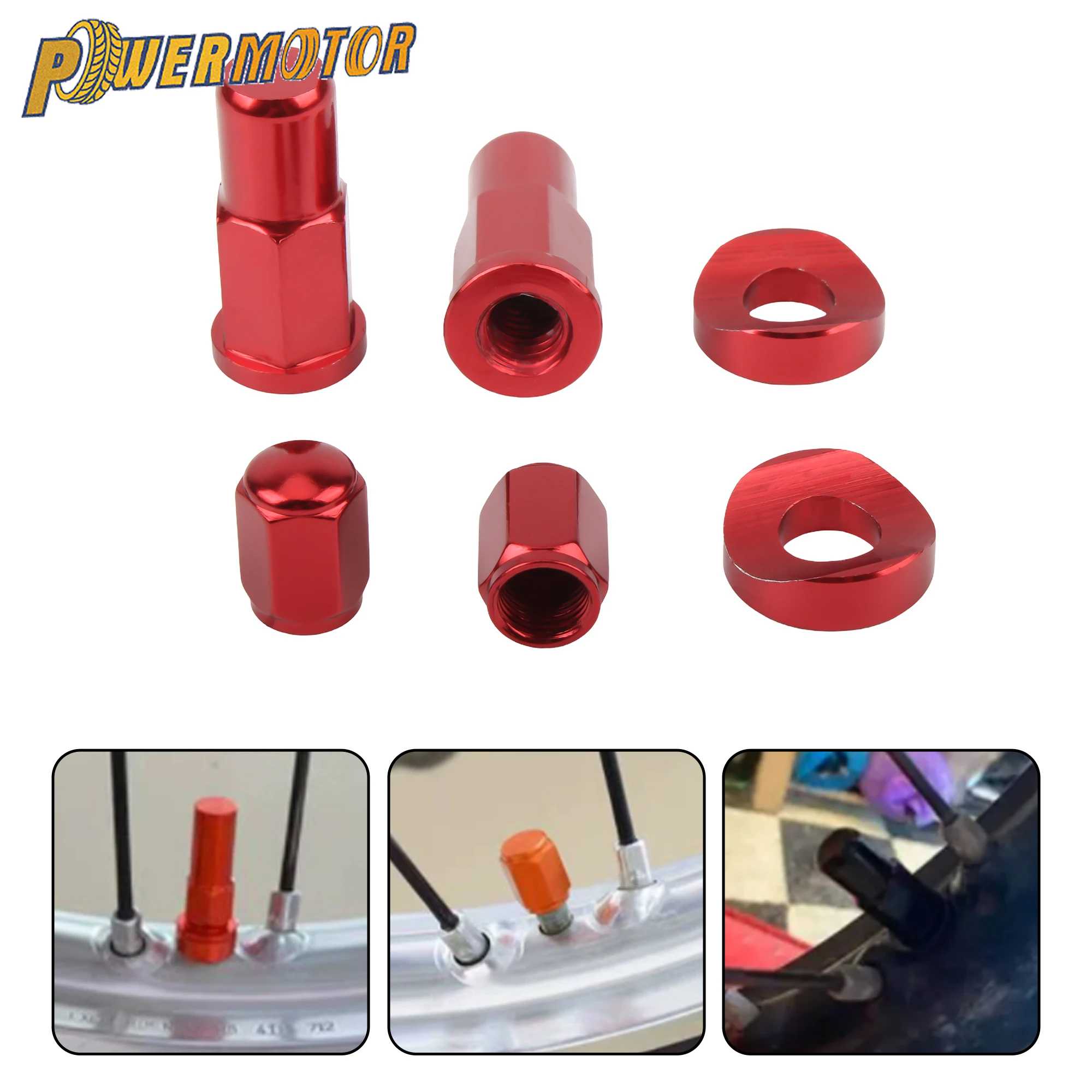 

Universal Motorcycle Tire Lock Nut Kit Rim Lock Nuts Bolts Spacer CNC Motocross Valve Cap Spacer Bolts Replacement Parts