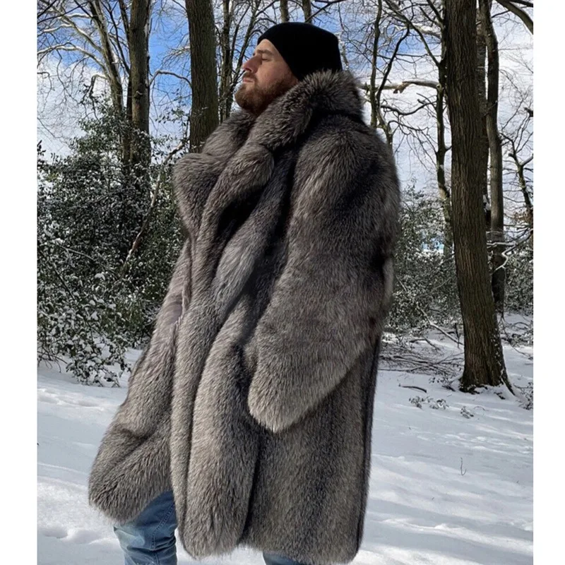 

Men's Clothing Fur Coats Faux Fox Fur Long Coats Overcoats Plus Sizes Winter Thickened Warm Mink Fur Windbreakers Jacket Winter