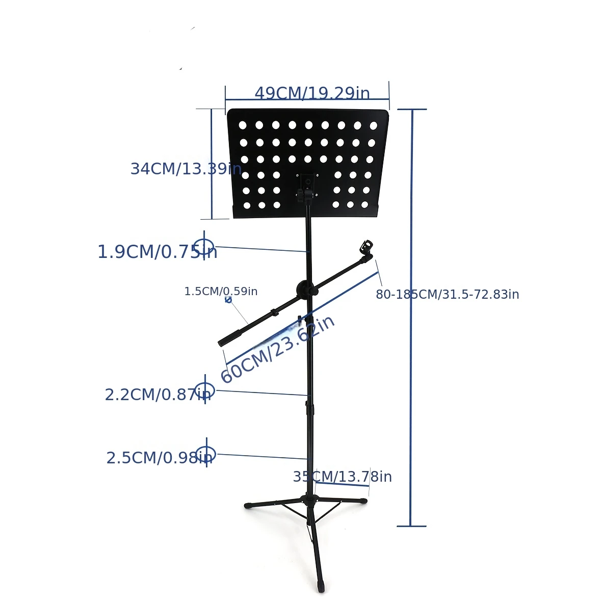 Heavy-duty Music Stand with Adjustable Angle; Supports Sheet Music Weighing Up To 10 Kg; Sturdy Construction; A Microphone Stand image 3