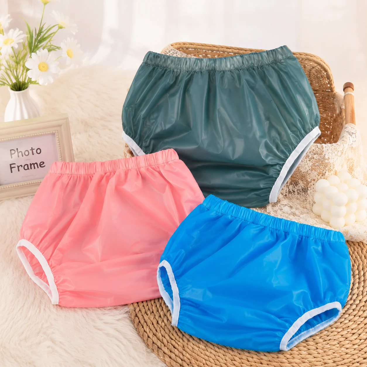 2PCS High Waist TPU Underwear Adult Diaper Incontinence Shorts Plastic  Panties Cover Reusable Diaper Super Soft Noiseless